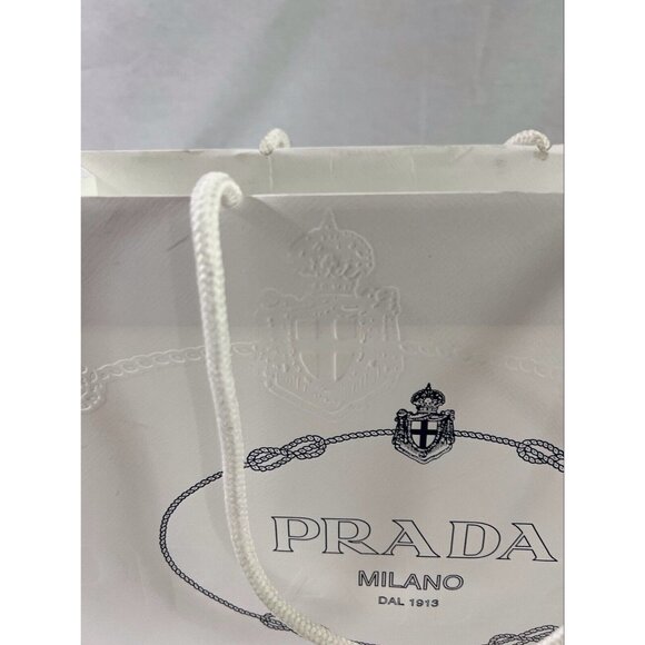 Prada Paper Reusable Shopping Bag Rope Handle White 9.6" x 13.6 " x 5.5" - Picture 5 of 12